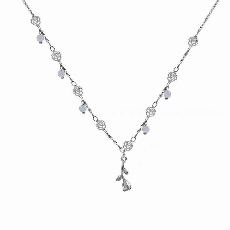 Colliers rétro avec pendentif Mori pour femme, couture de roses, doux et frais