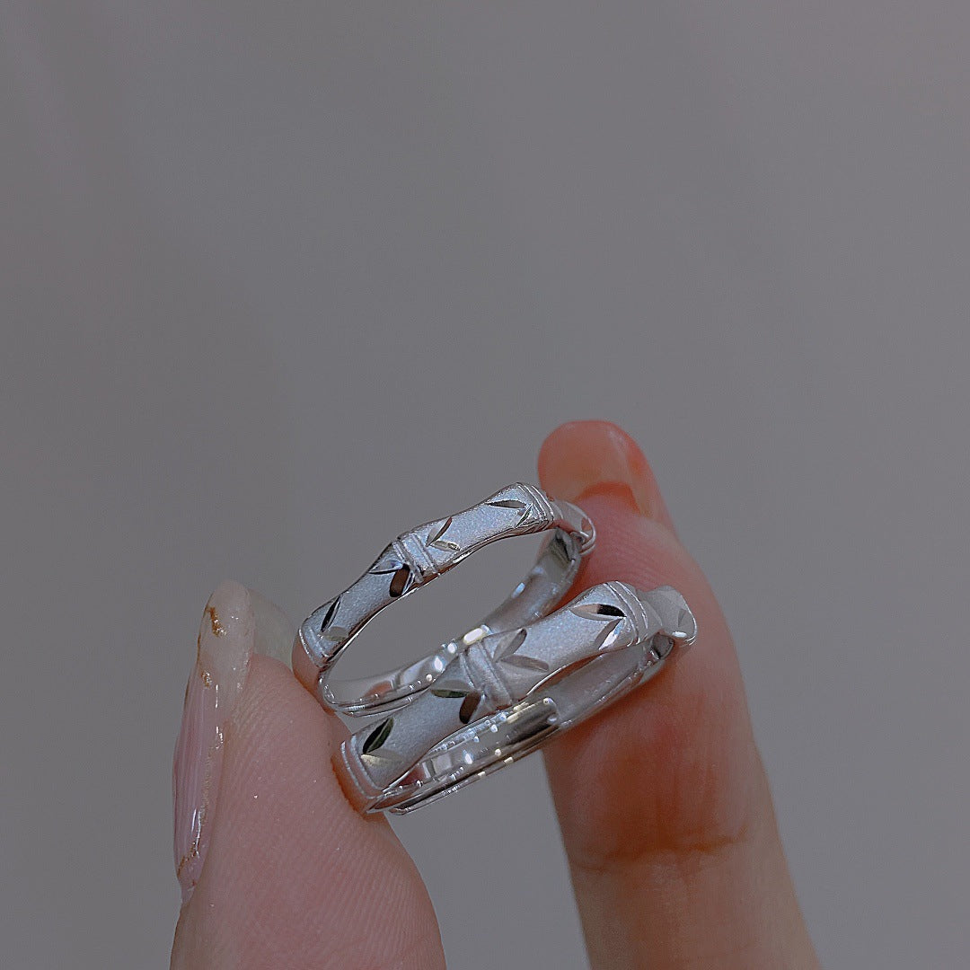 Women's & Men's & Plum Bamboo Horse Sterling Sier And One Pair Rings
