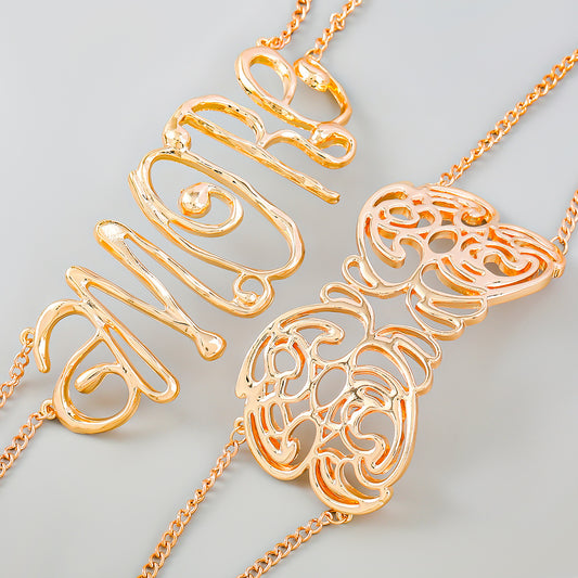 Women's Trendy Alloy Flower Letter For Vintage Necklaces