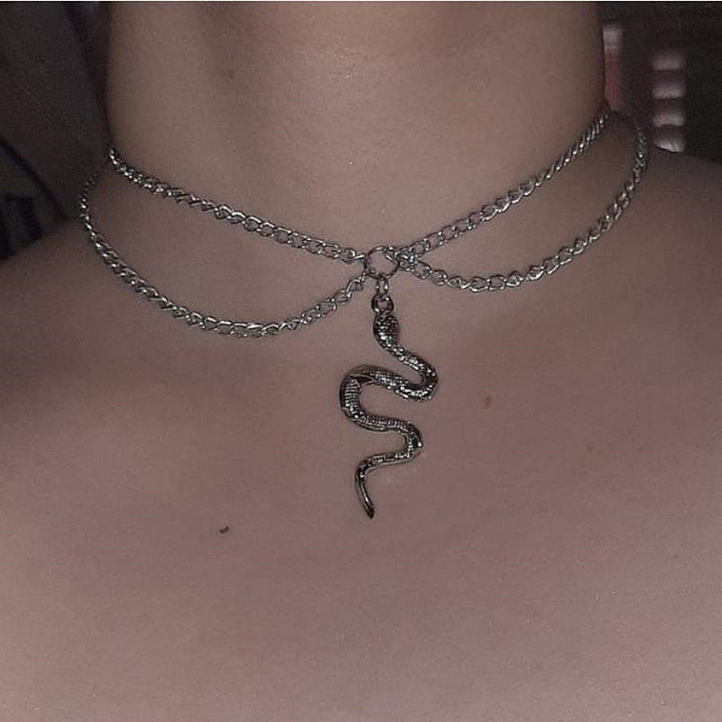 Women's Snake Personalized Creative Double Layer Clavicle Chain Necklace