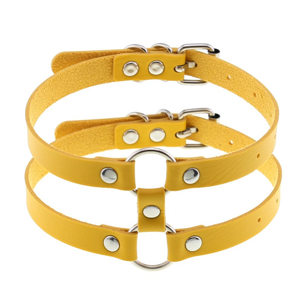 Colliers de personnalité simples en cuir de style gothique à double rangée