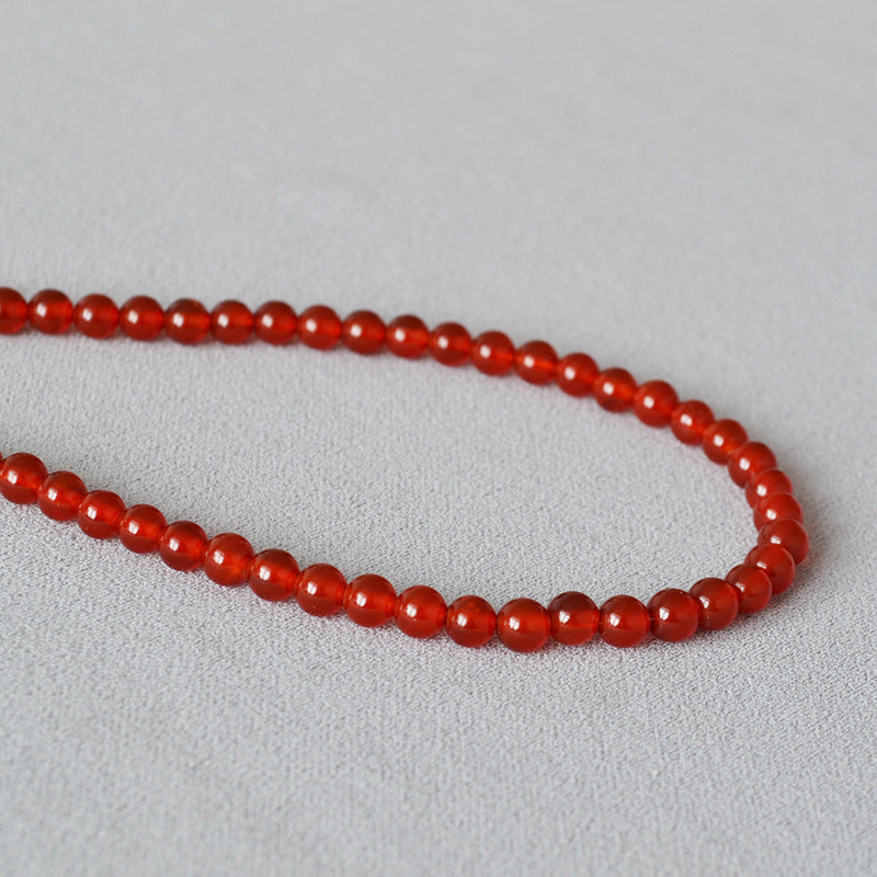Women's Ice Transparent Red Agate Real Stone Beaded Simple Elegant Necklaces