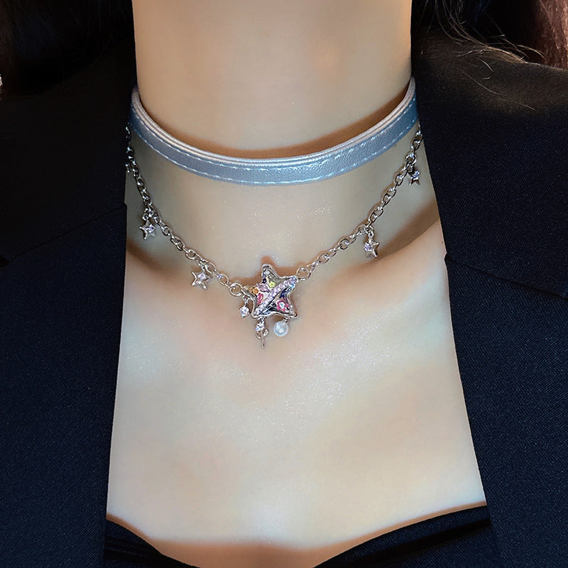 Women's Pentagram Western Style Niche Leather Exaggerated Necklaces