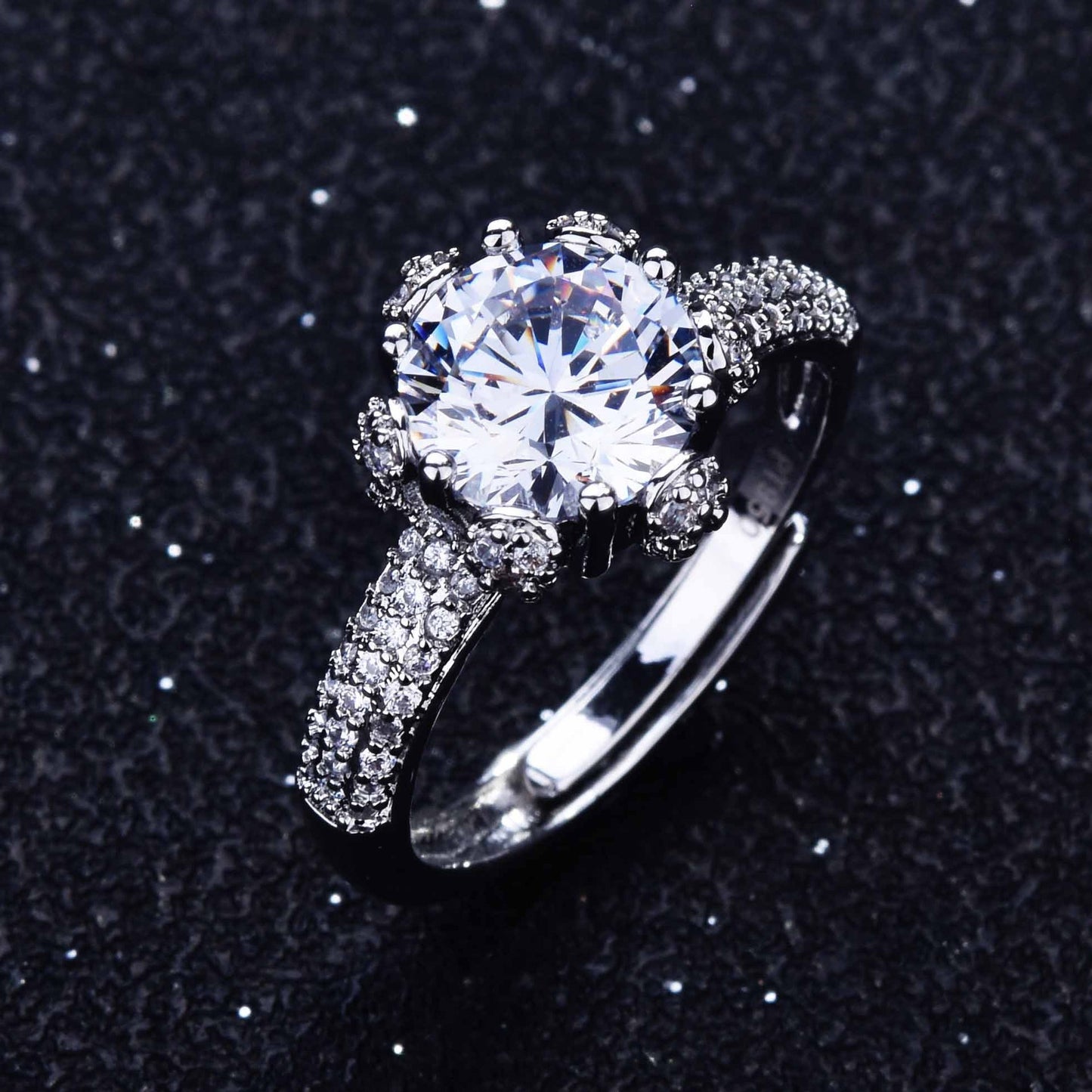 Women's Live Plating Imitation Moissanite Eight Hearts And Arrows Rings