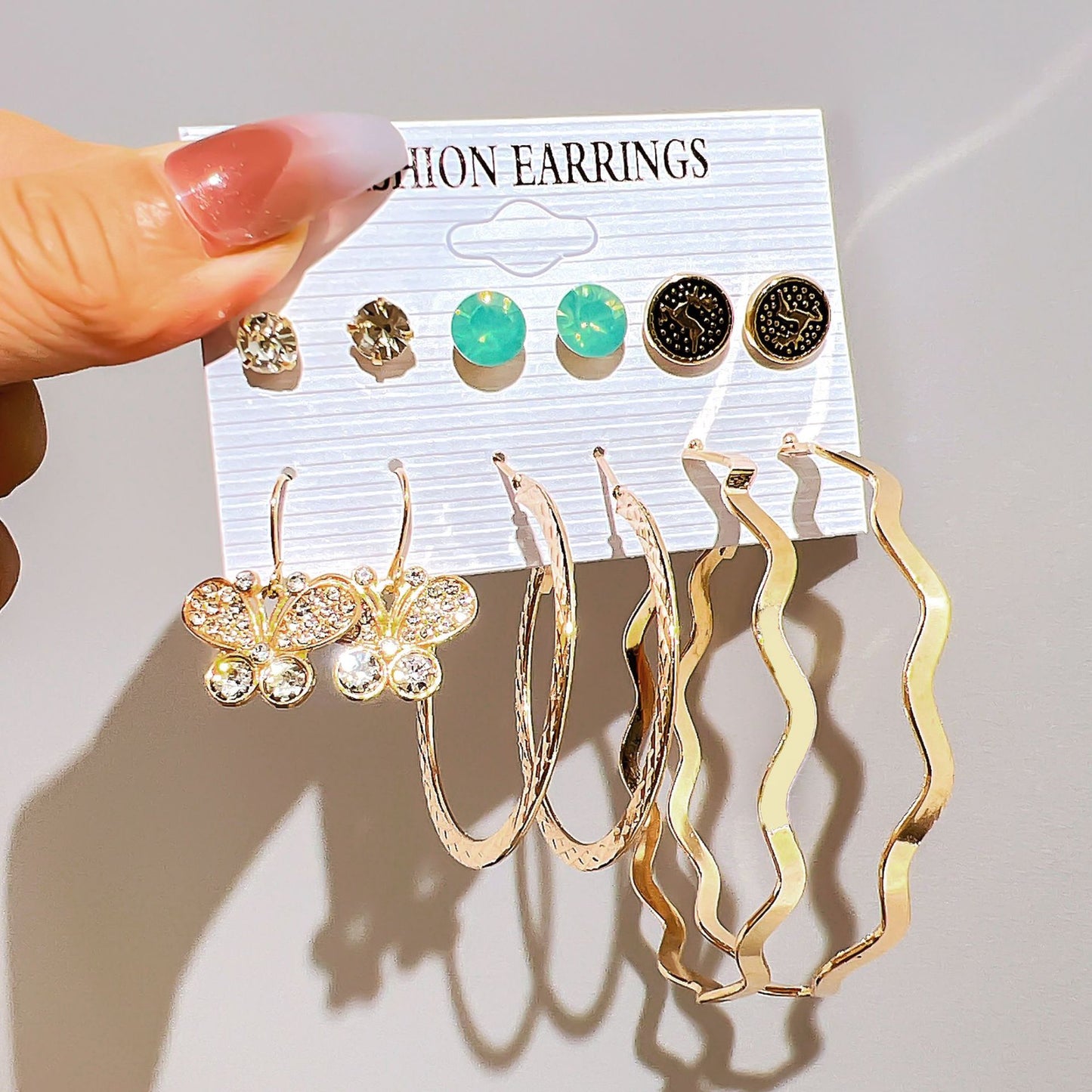 Boucles d'oreilles style Hepburn vintage Star Moon Pearl