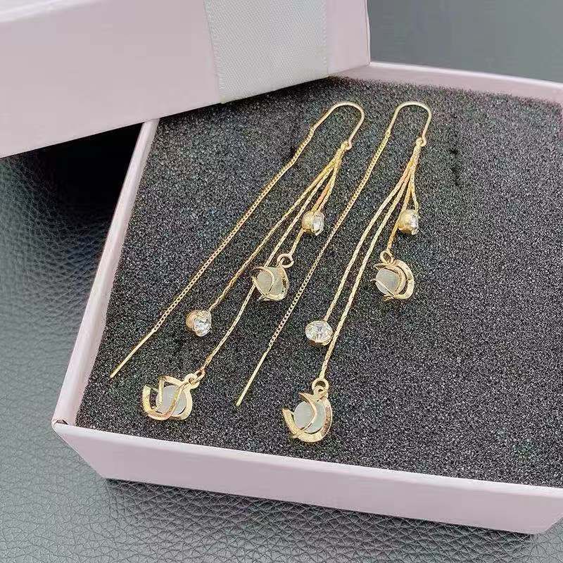 Women's Opal Eardrop Trendy High-grade Sier Needle Earrings