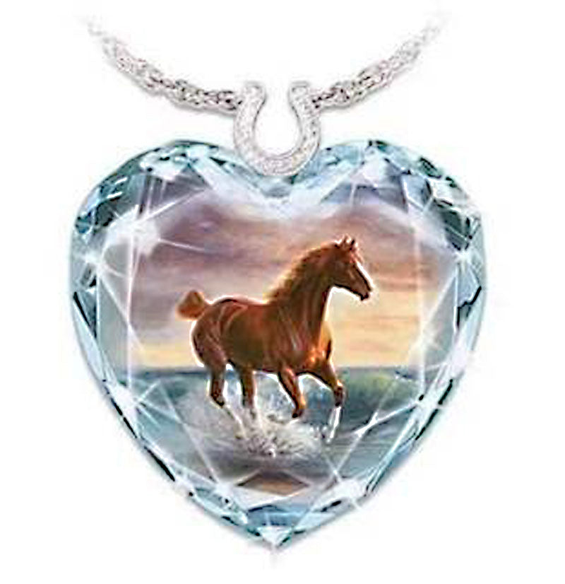 Série de pendentifs coeur de pêche en cristal, colliers simples