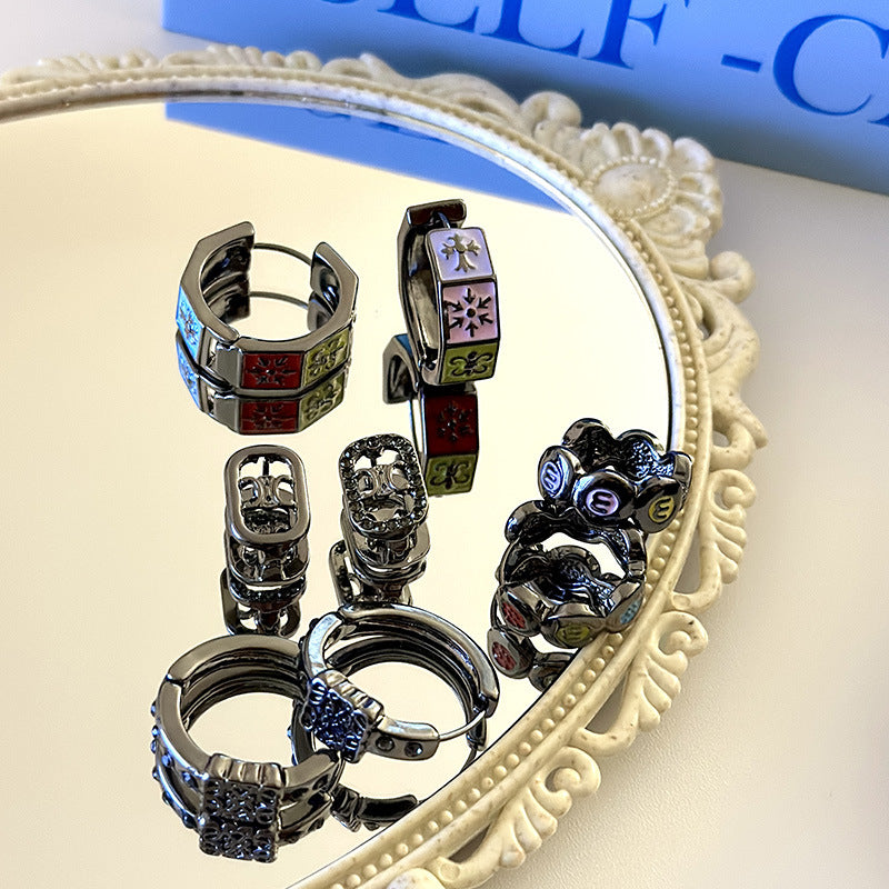 Women's Studded Hollow Alphabet Letter Light Luxury Earrings