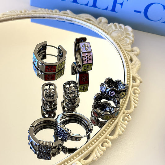 Women's Studded Hollow Alphabet Letter Light Luxury Earrings