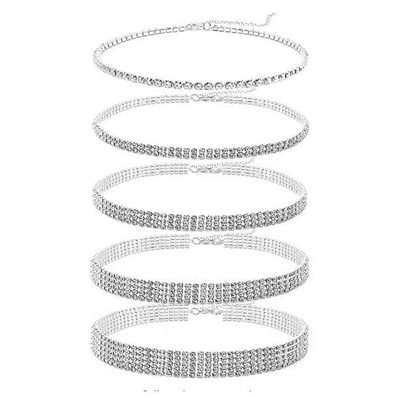 Chaîne de clavicule en strass Flash pour femmes, accessoires de cou, colliers complets