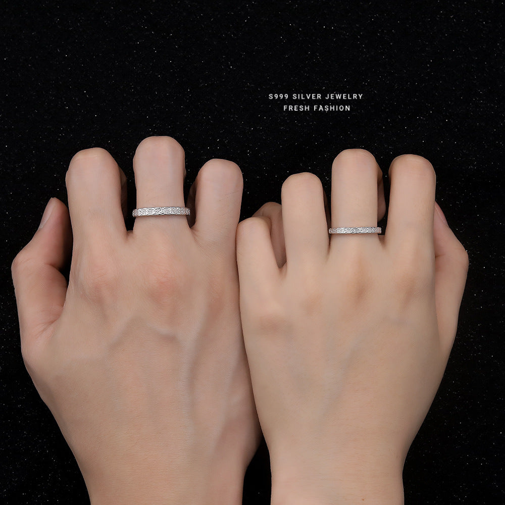 Women's & Men's & Pure Sier Texture Couple Star Rings