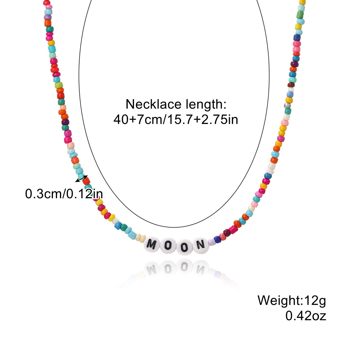 Colliers de perles de couleur exquises avec lettres d'ornement d'été