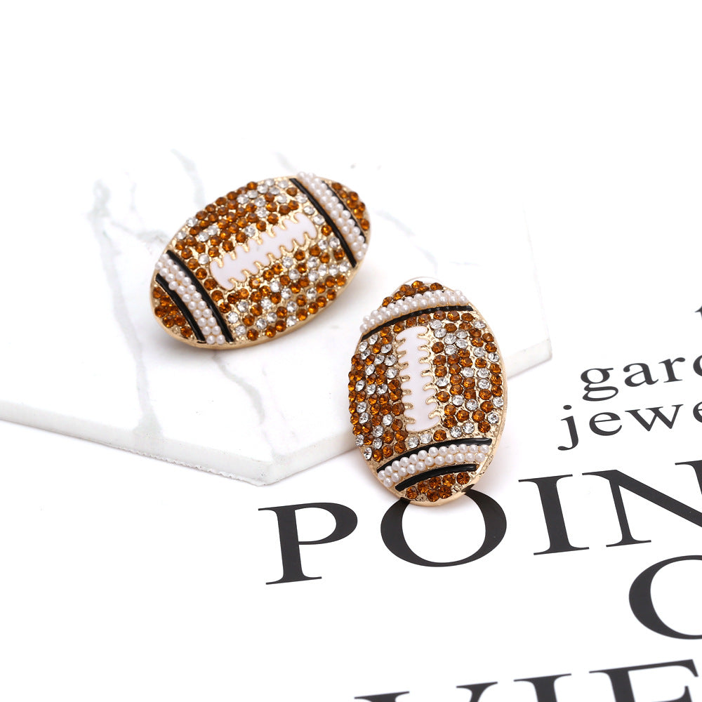 Women's Alloy Diamond Rugby Retro Geometric Pearl Earrings