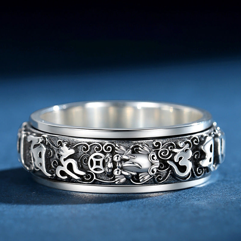 Damen & Herren & Sterling Silber Pi Trendy Mantra Rotation Ringe