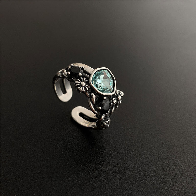 Sier, Kreuz, Weiblich, Retro, Mode, Und, Rings