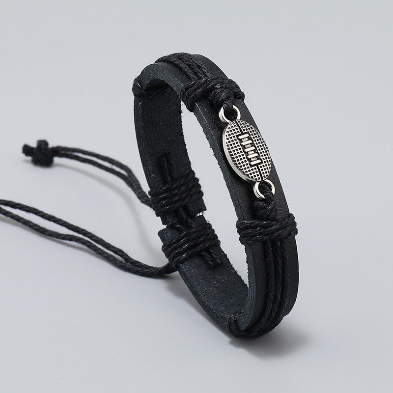 Herren-Tragegurt, handgewebte Armbänder aus schwarzer Lederlegierung