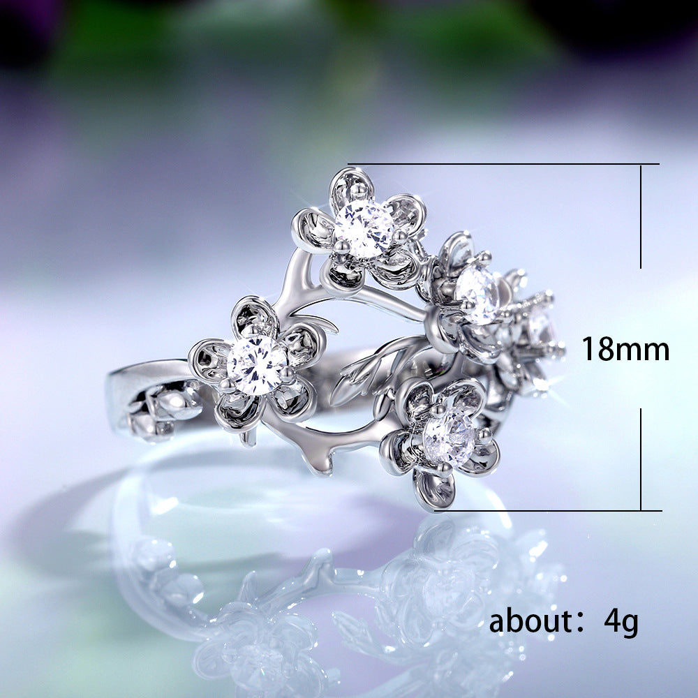 Einfach passende Retro-Ringe mit Blumen-Zirkon für Damen