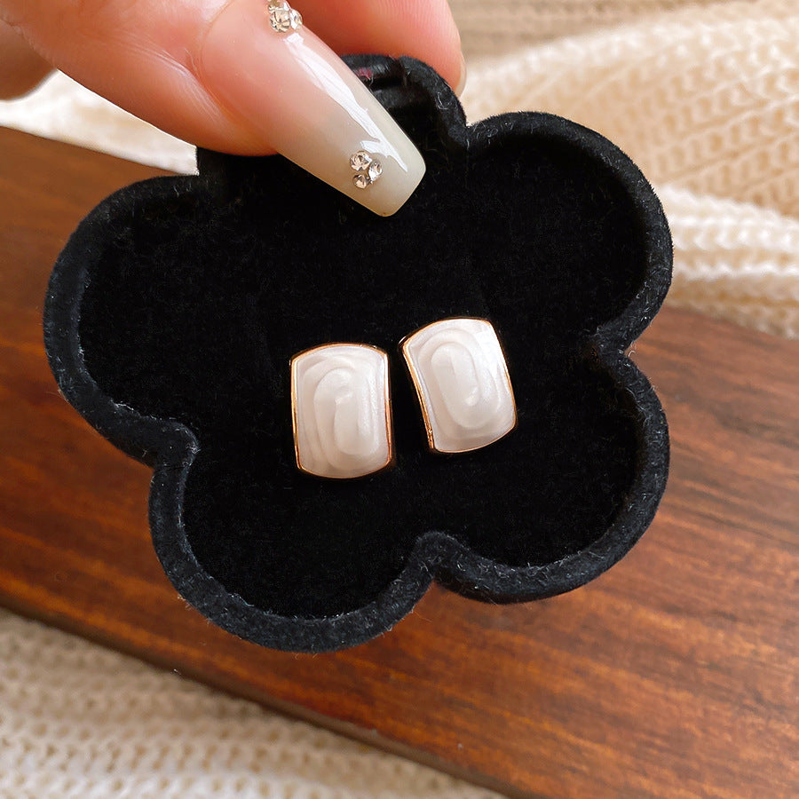 Opal Round French Elegant Light Luxury Stud Earrings