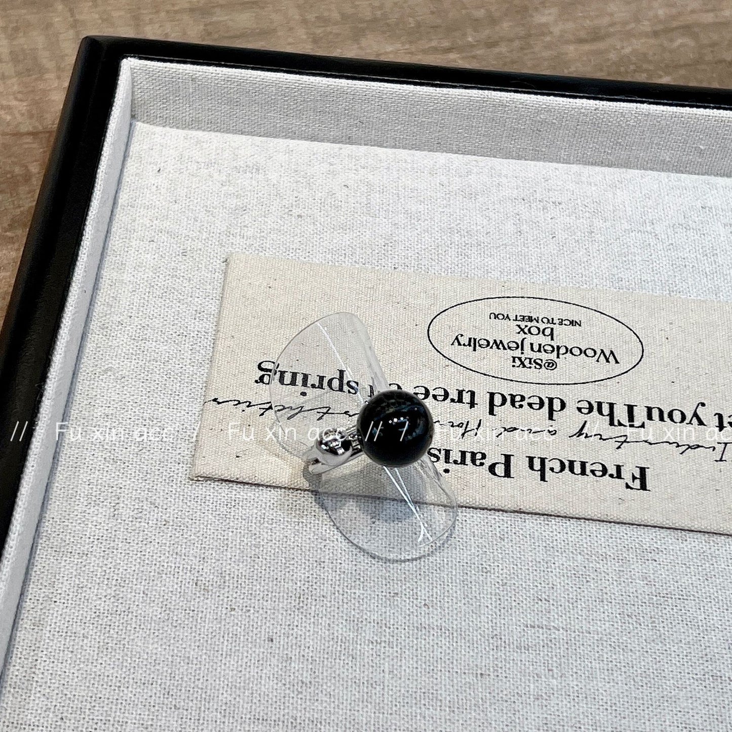 Fashion Black Natural Stone Ball Niche Rings