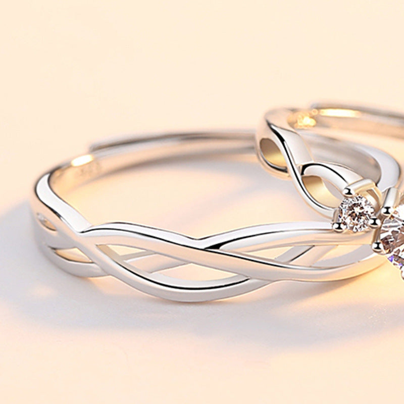 Mit Liebe blaue Seiden-Sterlingsilber-Ringe im koreanischen Stil