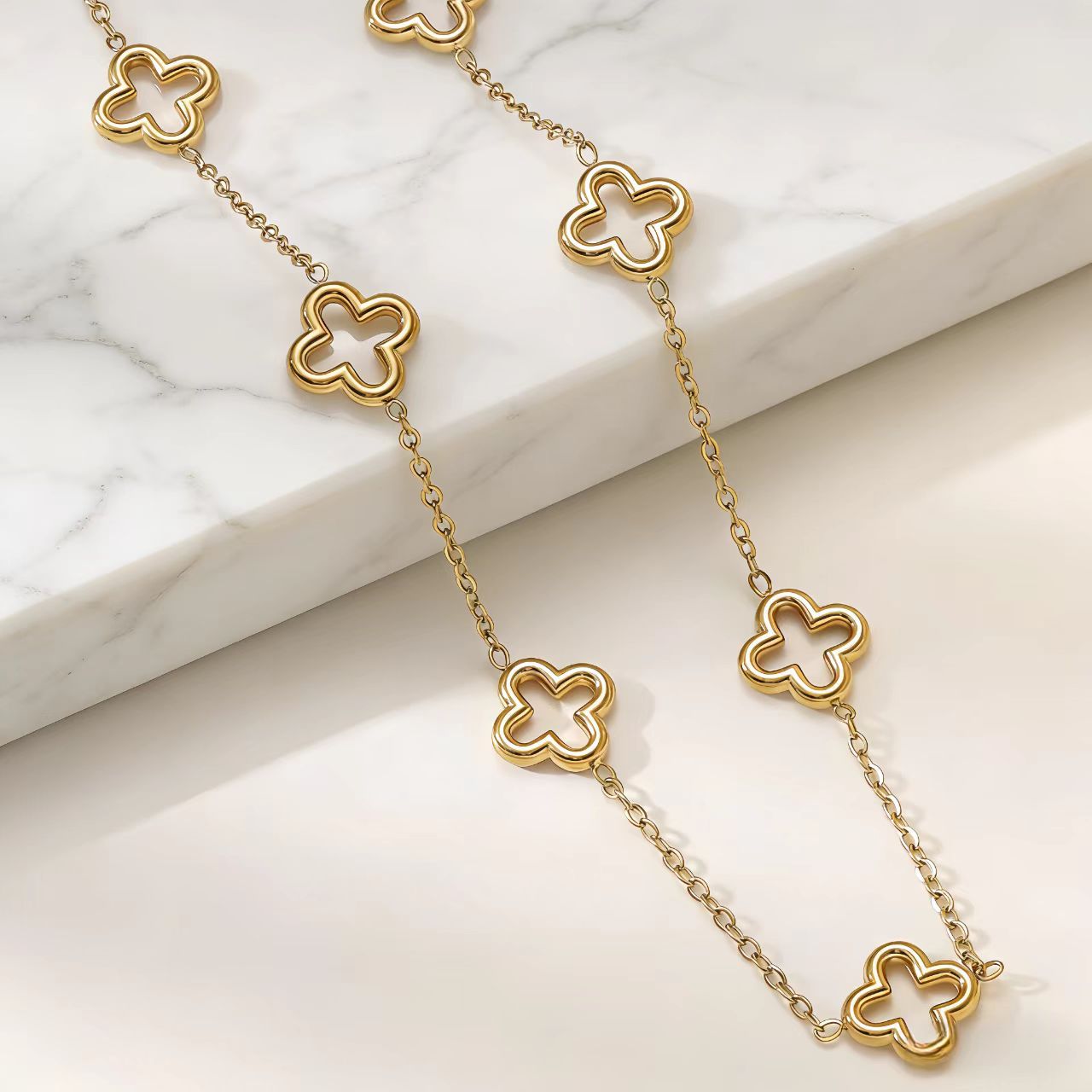 Stainless Steel Hollow Clover Four-leaf Ear Fashionable All Bracelets