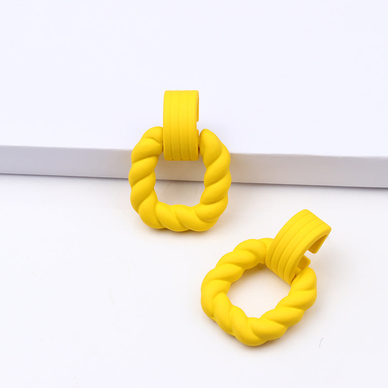 Square Semicircle Stitching Spray Rubber Paint Acrylic Earrings