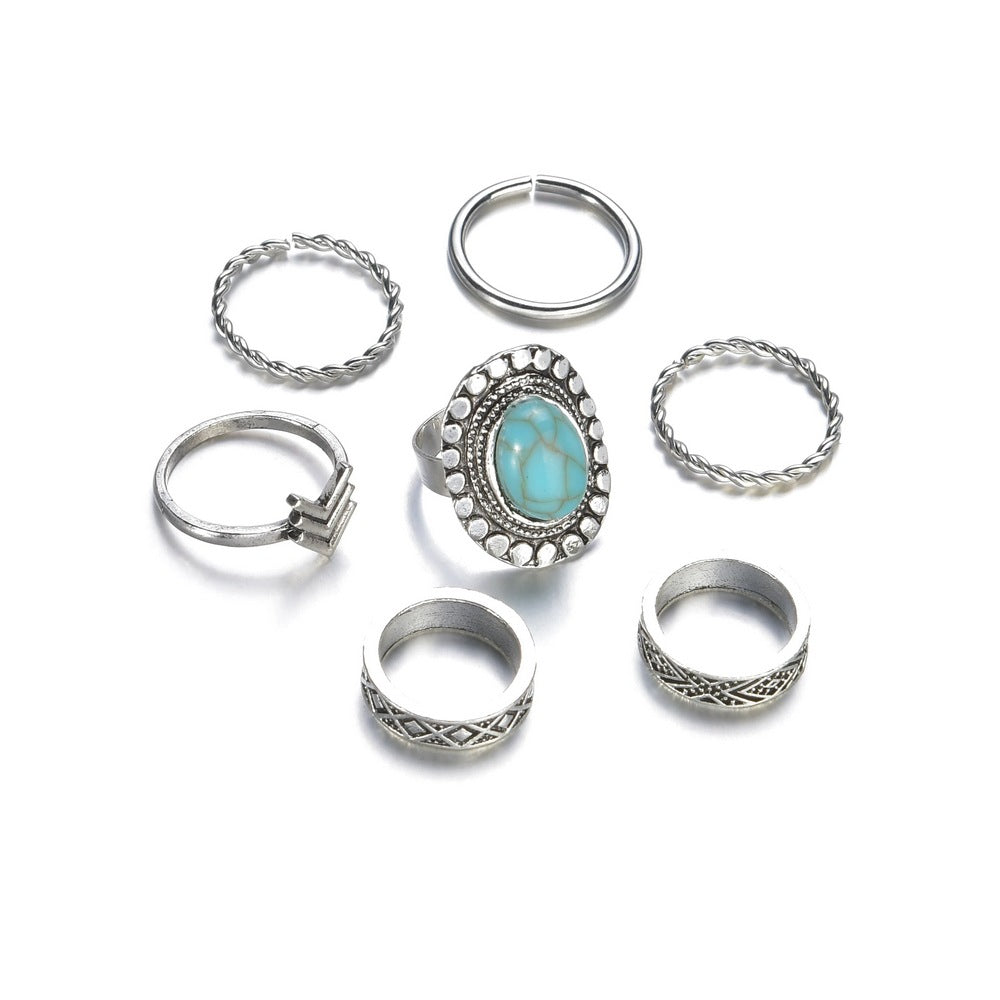 Ensembles de correspondance en alliage de mode turquoise, bagues d'articulation