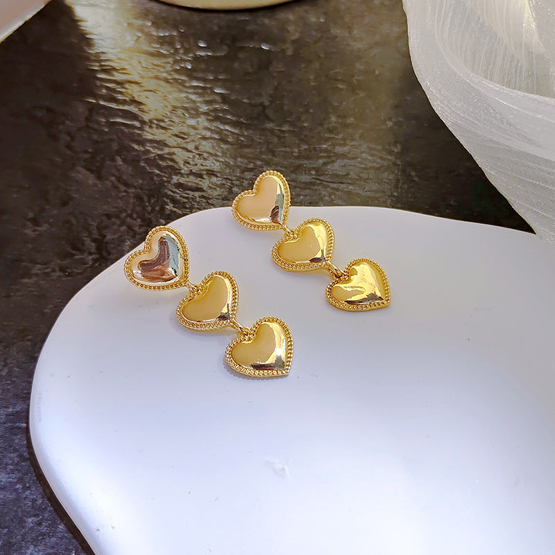Heart-shaped Tassel Auricular Needle Light Luxury Temperament Earrings