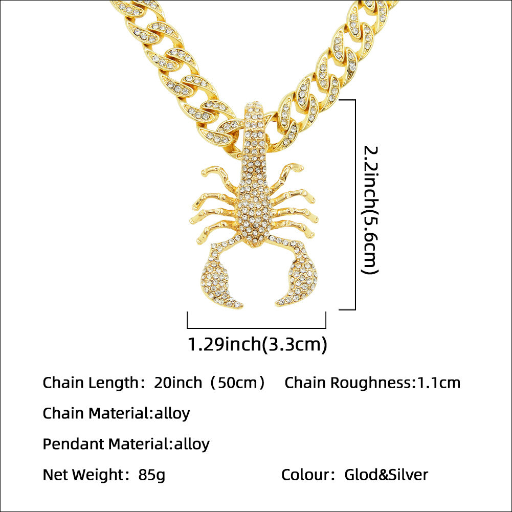 Colliers tridimensionnels en forme de scorpion avec diamants complets Hop