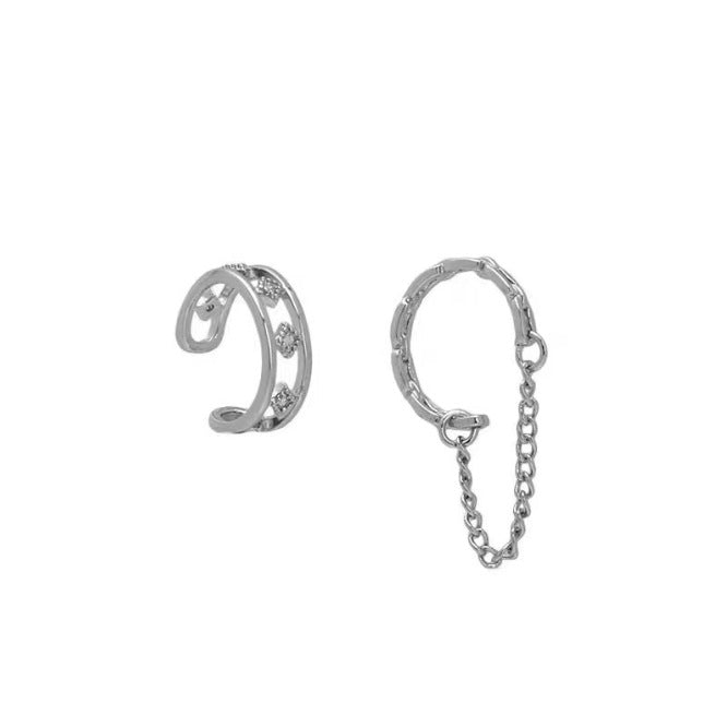 Asymmetric Retro Chain Tassel Design High-grade Bone Light Rings