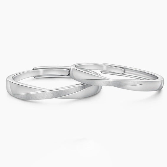 Sier Double Knot Couple Simple Fashion Rings
