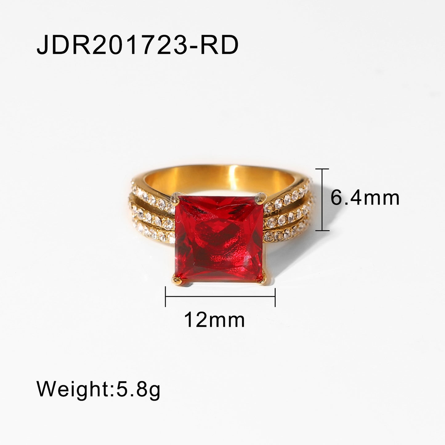 Women's Titanium Steel Gold-plated Stainless Square Zircon Rings