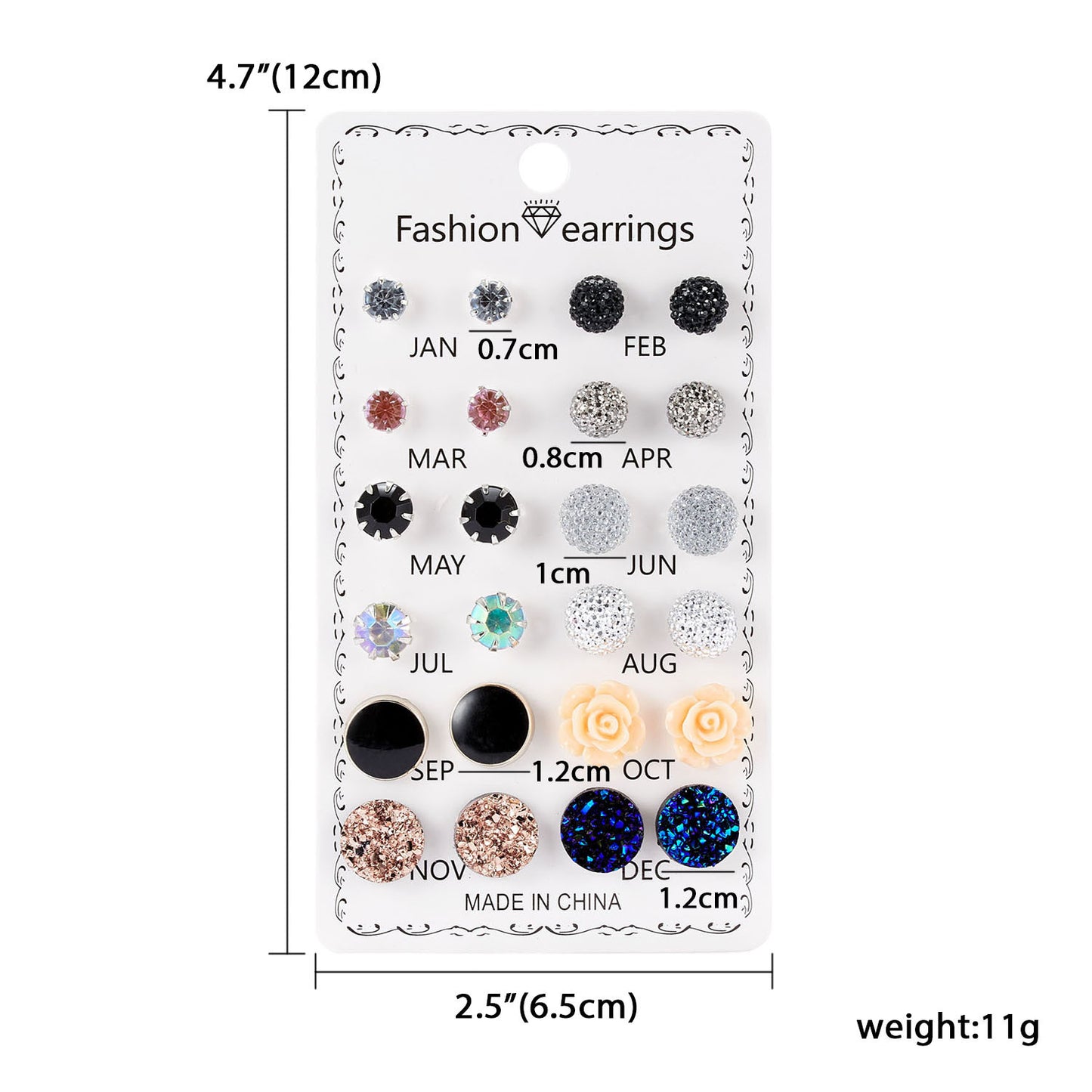 Ohr-Monats-Ohrringe aus Papier mit Strass-Kristallblumen und Blumen