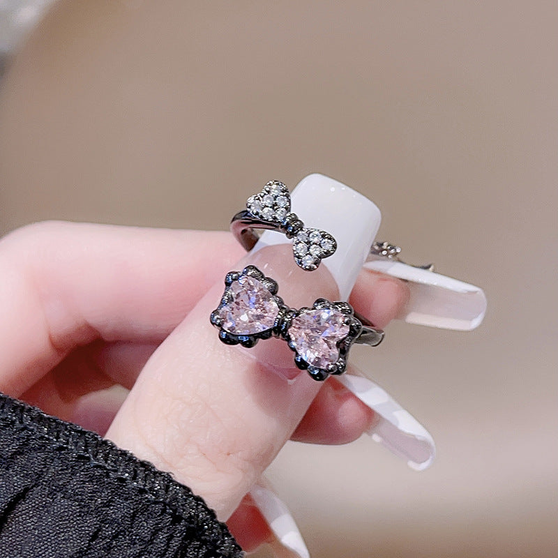 Bow Love Open-End Zirkon Cold Style Persönlichkeit Erschwingliche Ringe