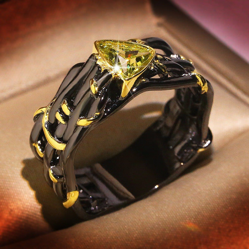 Fashion Personality Two-color Ornament Inlaid Topaz Rings