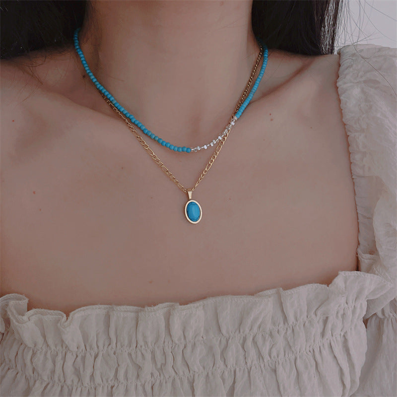 Femmes et hommes perles pour la lumière luxe minorité tempérament de haute qualité colliers en titane