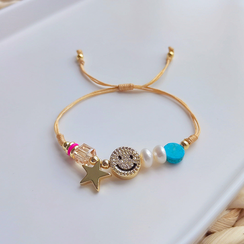 Women's Light Luxury Twin Turquoise Hand-woven Smiling Bracelets