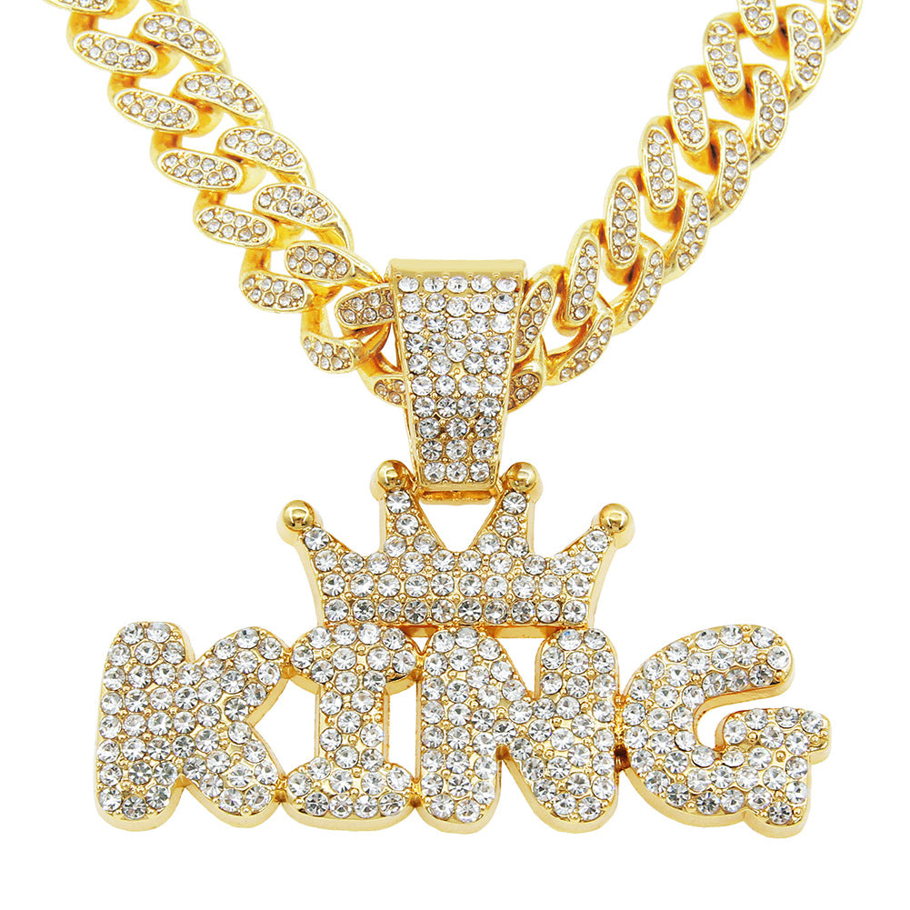 Letter Pendant Male Cuban Link Chain Necklaces