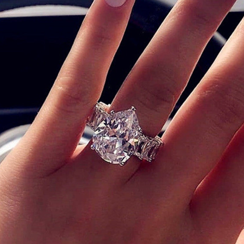 Women's Fashion Zircon Water Drops Shape Luxury Rings