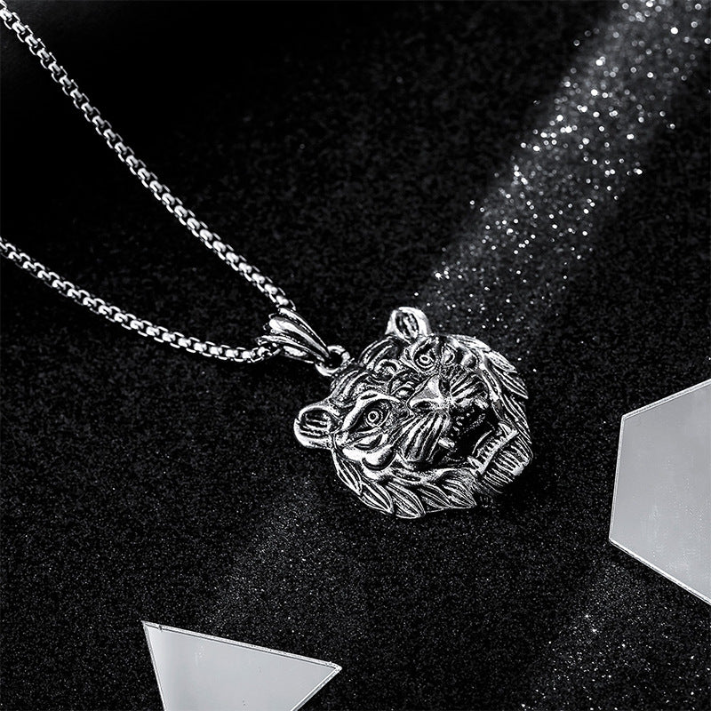 Colliers de marée métallique avec pendentif tigre et zodiaque pour femmes et hommes