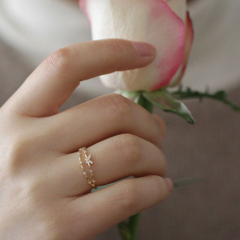 Design Fresh Small Diamond Exquisite Sterling Rings