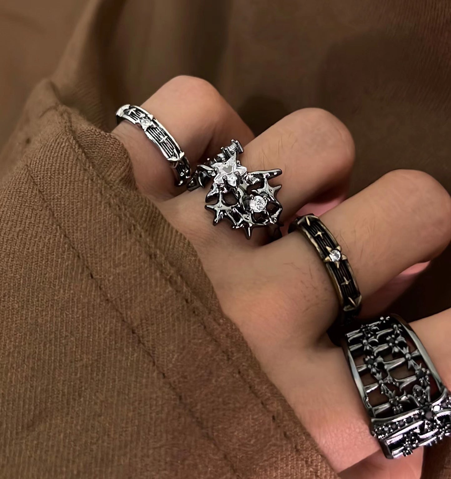 Punk Cross Twin Fashion Neutral Design Rings