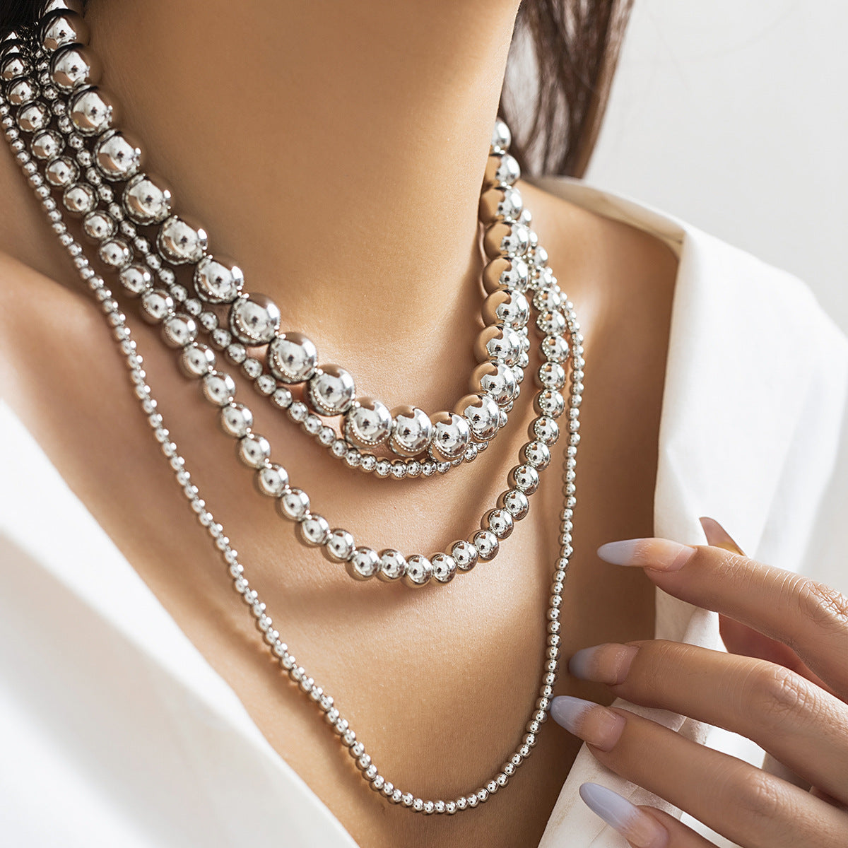 Round Beads Twin Temperamental Minority Detachable Necklaces