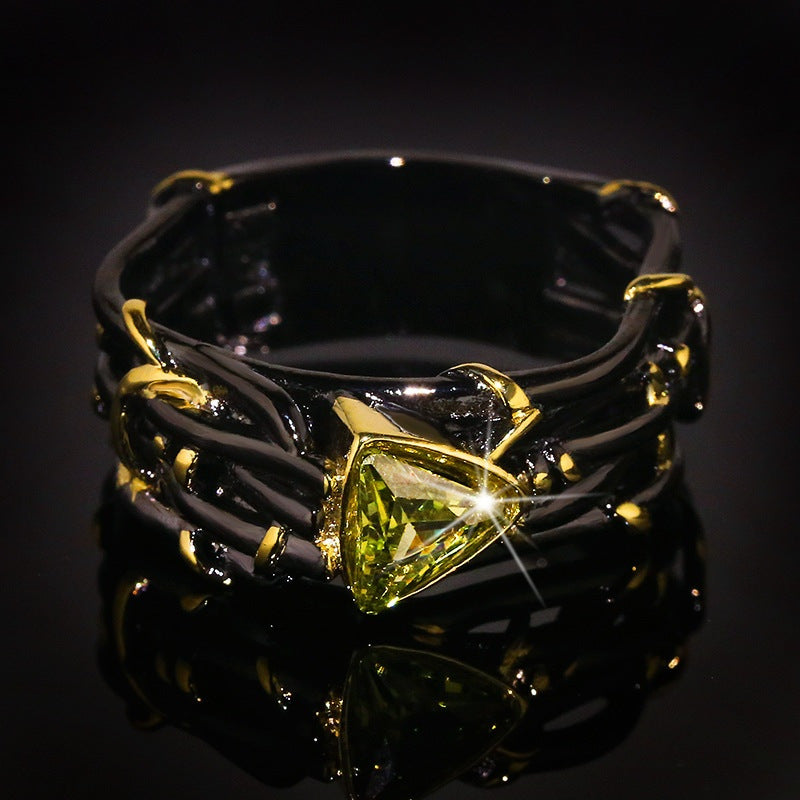 Fashion Personality Two-color Ornament Inlaid Topaz Rings