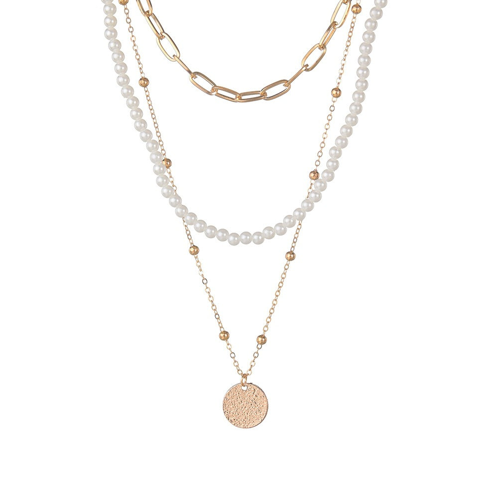 Exaggerated Personalized Clip Type Chain Pearl Necklaces
