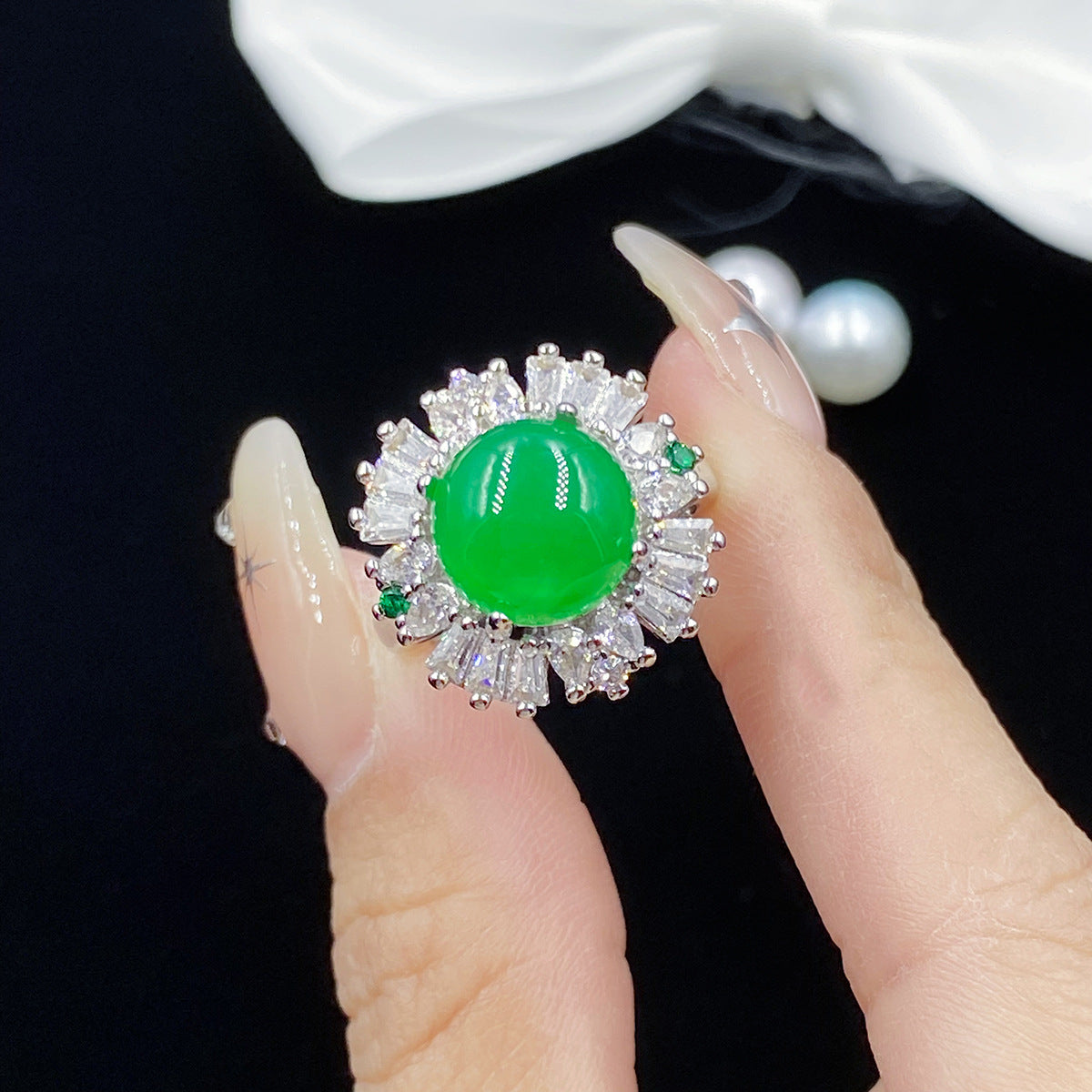 Live Simulation Natural Agate Chalcedony Open Rings