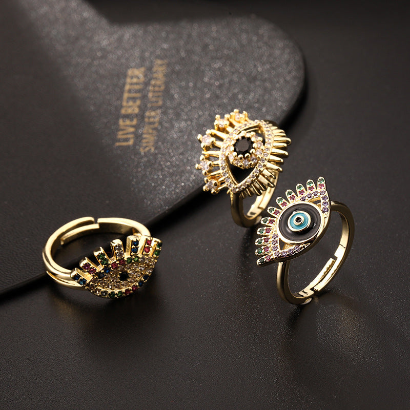 Fashion Personalized Minority Zircon Color Dripping Oil Rings