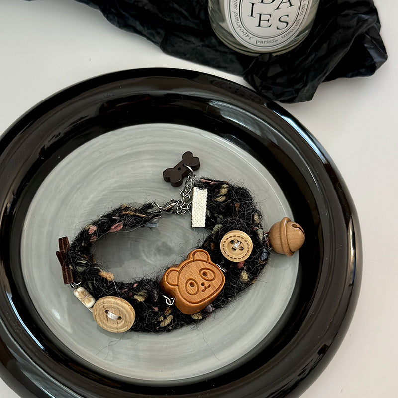 Dopamine Ebony Bear Hand-woven Wool Sweet Girly Bracelets
