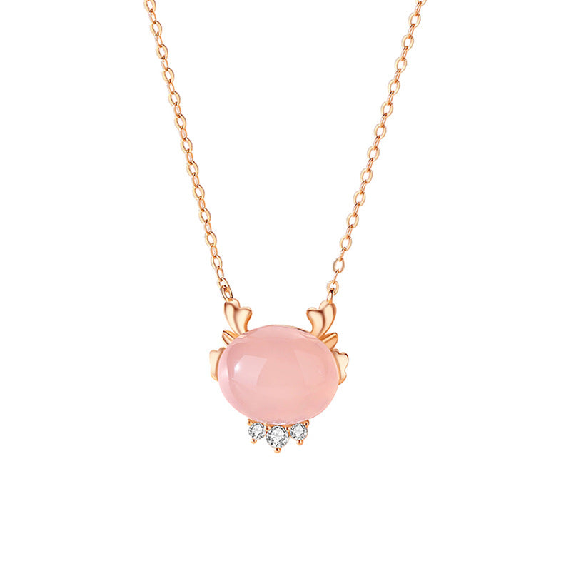 Heart Sterling Sier Peach Lucky Cute Dragon Life Necklaces