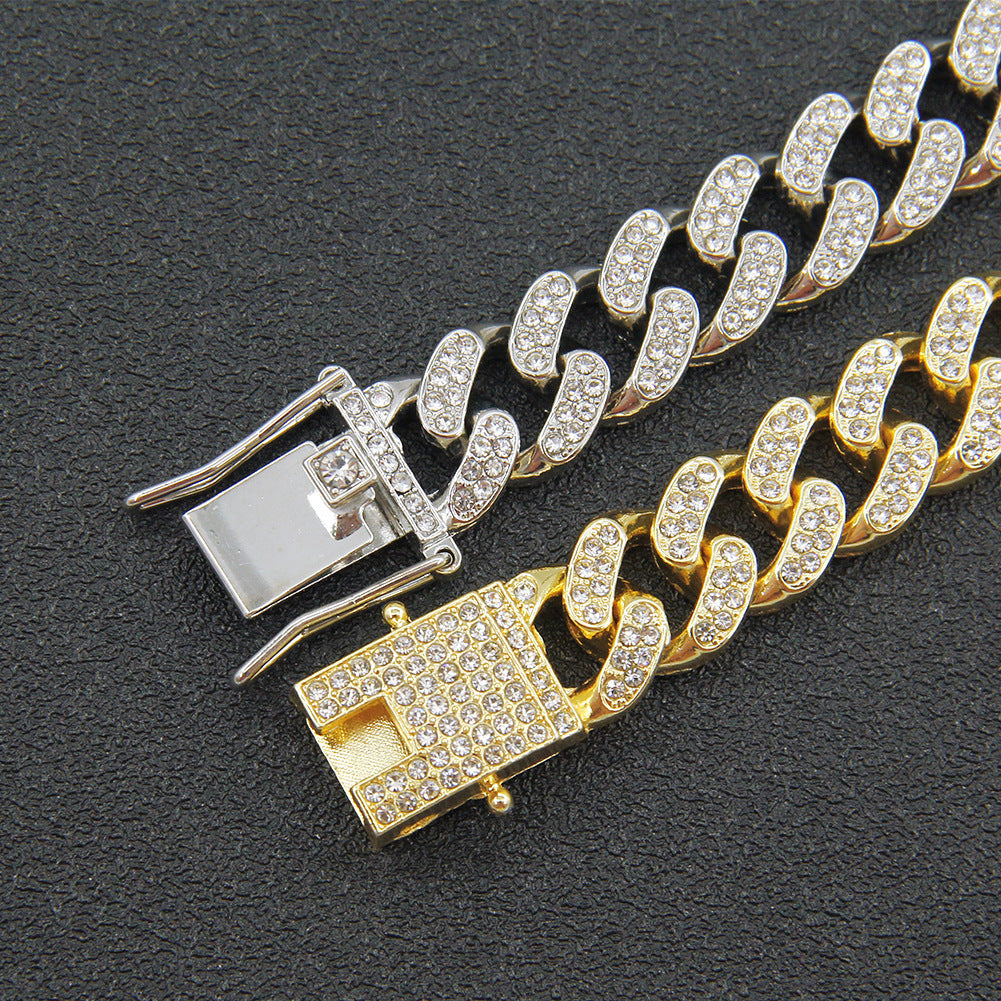 Colliers à chaîne à barre de Miami antique plat en diamant pour hommes